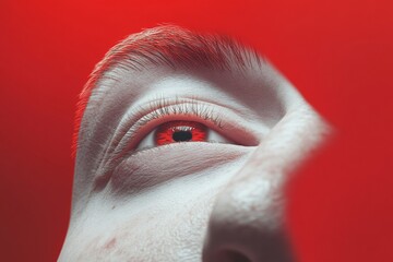 Close-Up of a Male Adults Eye with Redness, Stress Lines, and Blurred Background Depicting Anxiety During Daytime