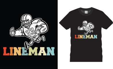 Lineman Football T-shirt design vector illustration.