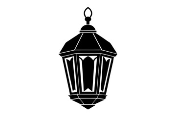 Islamic lantern silhouette, Islamic lantern light icon