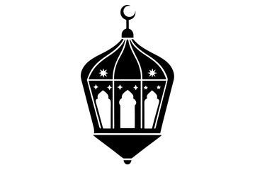 Islamic lantern silhouette, Islamic lantern light icon