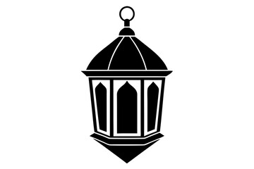 Islamic lantern silhouette, Islamic lantern light icon