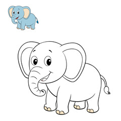 Adorable kids coloring page featuring a playful, cartoon elephant with simple outlines. Perfect for young children, this easy-to-color design promotes creativity and fine motor skills.