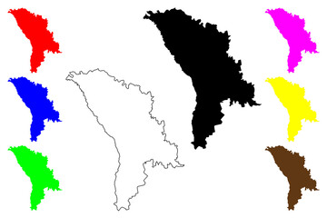 Obraz premium Moldova map vector illustration, scribble sketch Moldova