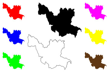 Fototapeta premium Udon Thani Province (Kingdom of Thailand, Siam, Provinces of Thailand) map vector illustration, scribble sketch Ubon Ratchathani map