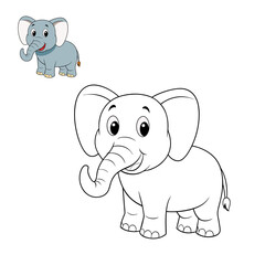 Adorable kids coloring page featuring a playful, cartoon elephant with simple outlines. Perfect for young children, this easy-to-color design promotes creativity and fine motor skills.