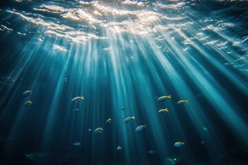 Fototapeta premium Sunbeams Illuminate the Deep Blue