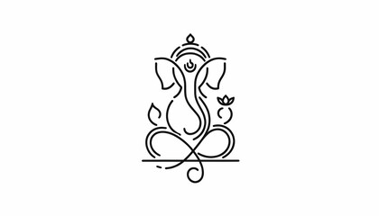 God hindu Ganesha single line style logo
