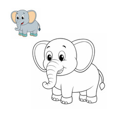 Adorable kids coloring page featuring a playful, cartoon elephant with simple outlines. Perfect for young children, this easy-to-color design promotes creativity and fine motor skills.