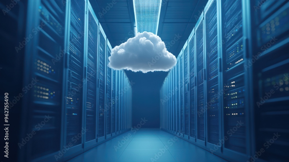 Poster cloud computing data center server room