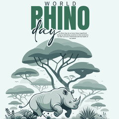 world rhino day social media post banner template