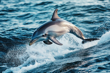 Playful Dolphin Jumping Out of Water Capturing Energetic Movement and Vibrant Colors for Marine Life and Wildlife Photography