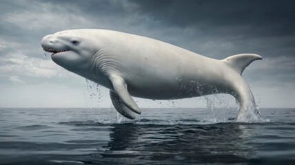Naklejka premium White beluga whale isolated image