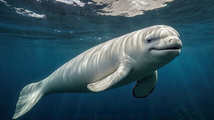 Fototapeta premium White beluga whale swimming PNG 