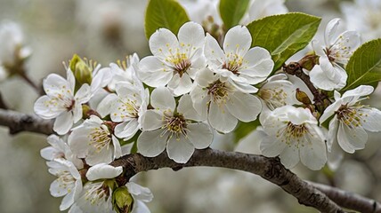 Obraz premium White blossoms on branch in springtime 