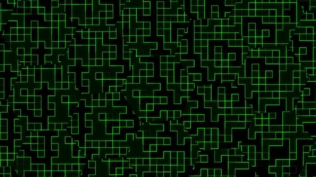 Abstract green small squares rotating hexagon shape.
line animation digital background