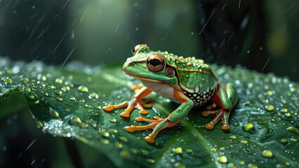 Fototapeta premium Close-Up of Tree Frog in the Forest: Captivating Macro Shot