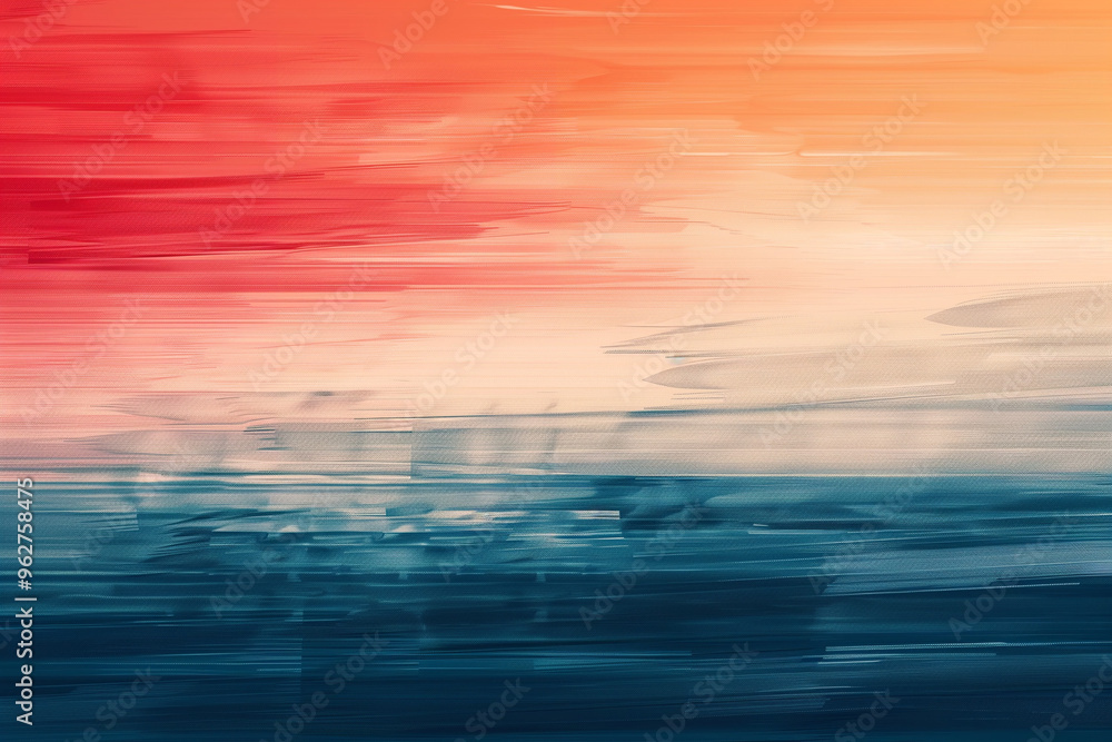 Poster Abstract defocused horizontal background with horizontal smooth grunge lines. Sunrise theme colors. Vector texture.


