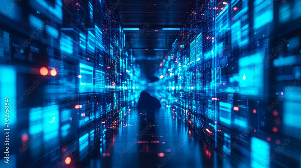 Poster futuristic workflow automation in document management: ai-powered technology streamlining processes 