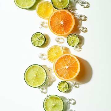 des rondelles de citron vert et de pamplemousse