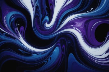 Obraz premium Abstract swirling pattern of blue, white, purple and black paint.