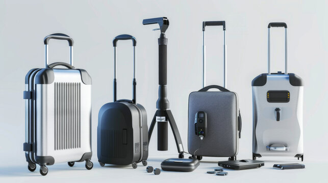 Metal Detectors: Devices for detecting metal objects in luggage or on passengers isolated on white background