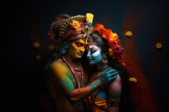 krishna and Radha standing together