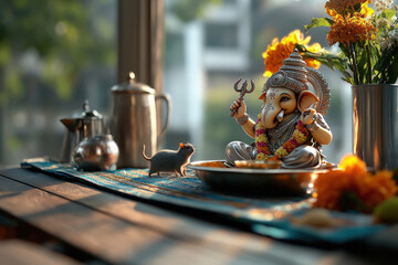 beautiful silver statue of lord ganesha