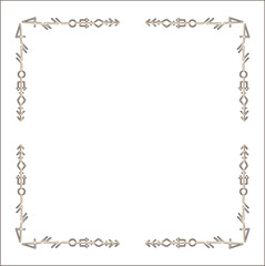 Elegant brown ornamental frame with Viking runes, decorative border, corners for greeting cards, banners, business cards, invitations, menus. Isolated vector illustration.	
