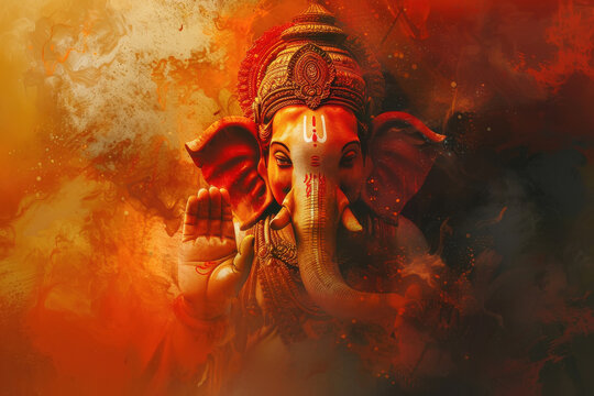 beautiful large painting of lord ganesha