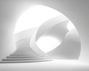 Modern White Staircase in Abstract Architectural Space