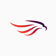 Aggressive and fast bird logo design. Bird head mascot logo design, eagle, falcon or hawk badge emblem vector icon