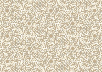 Leaf Branch Tree Kaleidoscope Brown Background Floral Seamless pattern