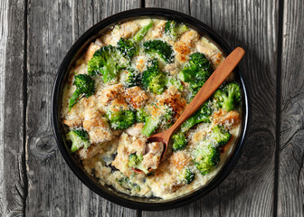 Chicken Divan with broccoli and panko, top view