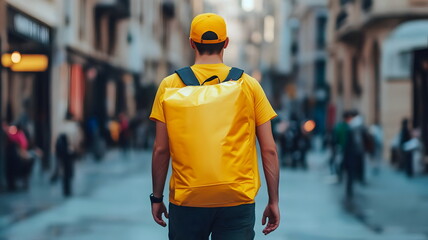 Vibrant Yellow Backpack Urban Street Fashion Style Inspiration
