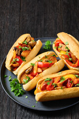 zesty sausage, pepper, mushroom and onion hoagies