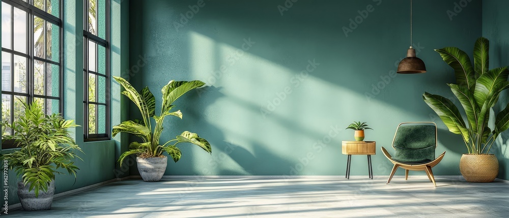 Poster a minimalist office setup highlighting business process automation tools and green business practice