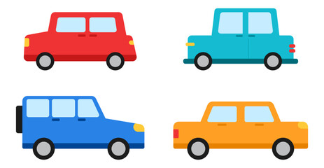 Set of car transportation clipart flat illustration
