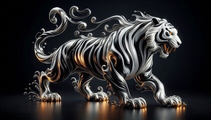 Fototapeta premium Metallic Tiger Baihu