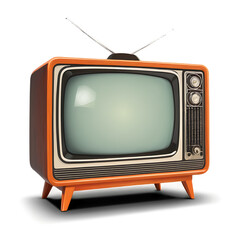 retro tv set with clipping path isolated on transparent, cut out