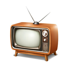retro tv set with clipping path isolated on transparent, cut out