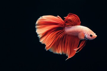Fototapeta premium the beside view Plakat Betta Fish, Isolated on dark Background