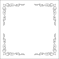 Elegant black and white elegant ornamental frame, decorative border, corners for greeting cards, banners, business cards, invitations, menus. Isolated vector illustration.	

