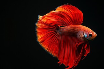 Mystic portrait of Halfmoon Betta Fish, isolated on black background