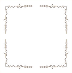 Elegant brown ornamental frame with Viking runes, decorative border, corners for greeting cards, banners, business cards, invitations, menus. Isolated vector illustration.	
