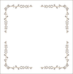 Elegant brown ornamental frame with Viking runes, decorative border, corners for greeting cards, banners, business cards, invitations, menus. Isolated vector illustration.	
