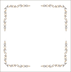 Elegant brown ornamental frame with Viking runes, decorative border, corners for greeting cards, banners, business cards, invitations, menus. Isolated vector illustration.	
