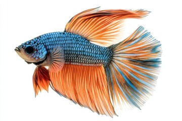 Fototapeta premium the beside view Halfmoon Betta Fish, Isolated on White Background