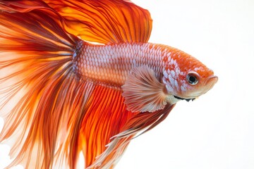 Fototapeta premium Mystic portrait of Halfmoon Betta Fish in studio, isolated on white background