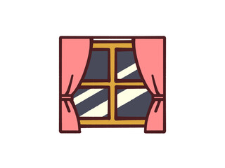 カーテンのついた窓のイラスト素材