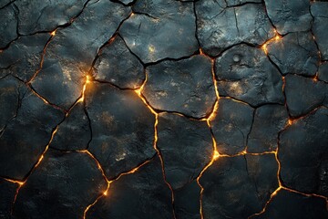 Glowing Cracks in Dark Rock